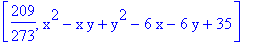 [209/273, x^2-x*y+y^2-6*x-6*y+35]